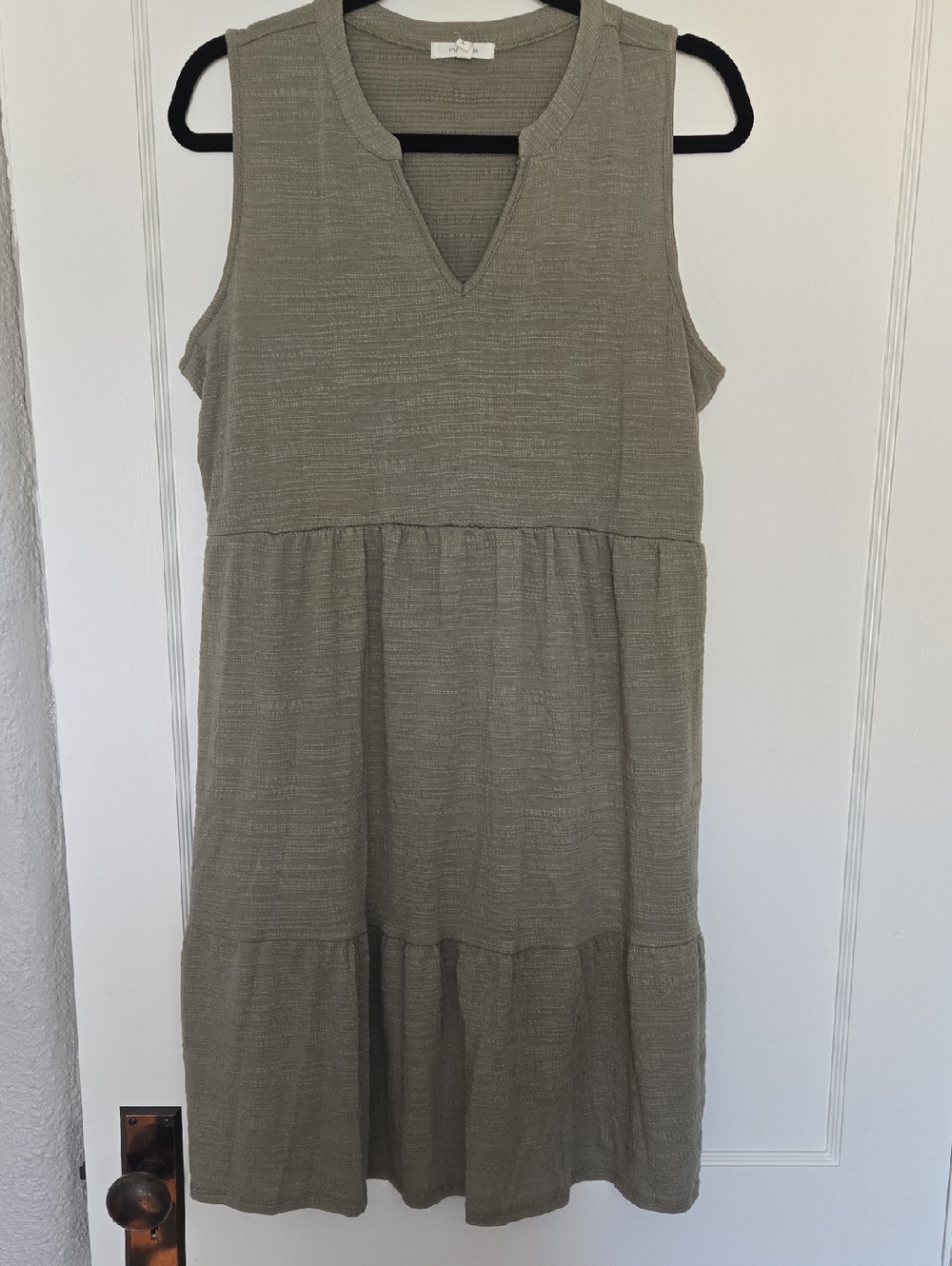 Maurices Olive Green Sleeveless V-Neck Tiered Midi Dress